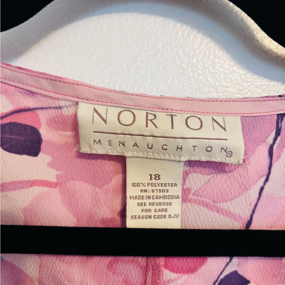 Norton pink sleeveless wrap dress floral print size 18 - Picture 3 of 4